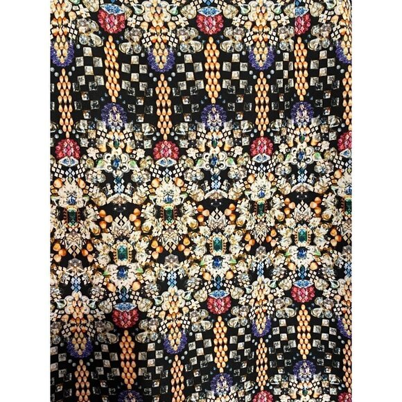 NICOLE MILLER Skirt Pencil Straight Knee Length JEWEL Print SKIRT Size Medium - Picture 3 of 9